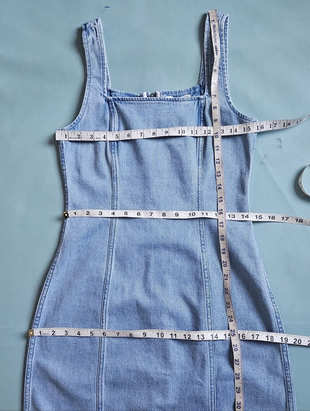 Abercrombie & Fitch Blue Denim Square Neck Sleeveless Column Midi Dress M - Picture 4 of 10